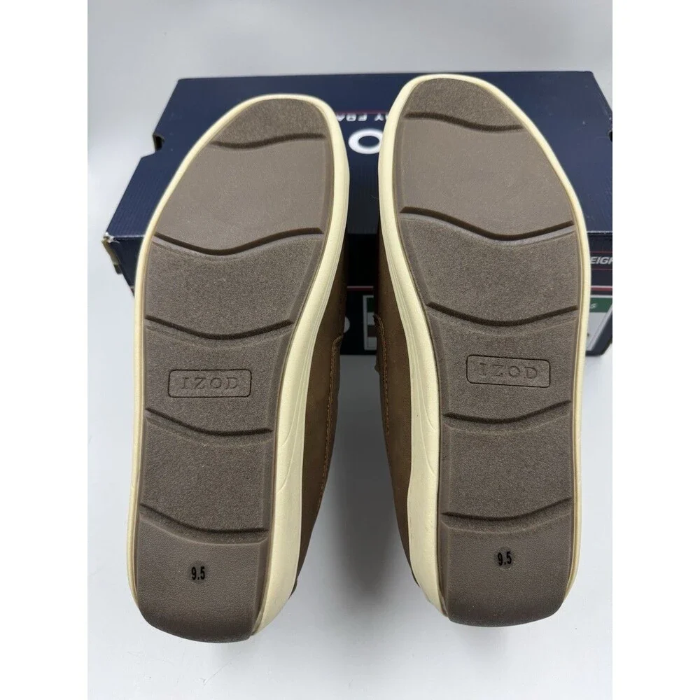 Izod Mens Seapoint Sneaker Loafer Slip On Shoe Size 9.5 Tan- Brown New